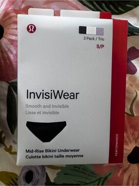 Lululemon InvisiWear 3-Pack Mid-Rise Bikini Underwear - Black/Gray/White